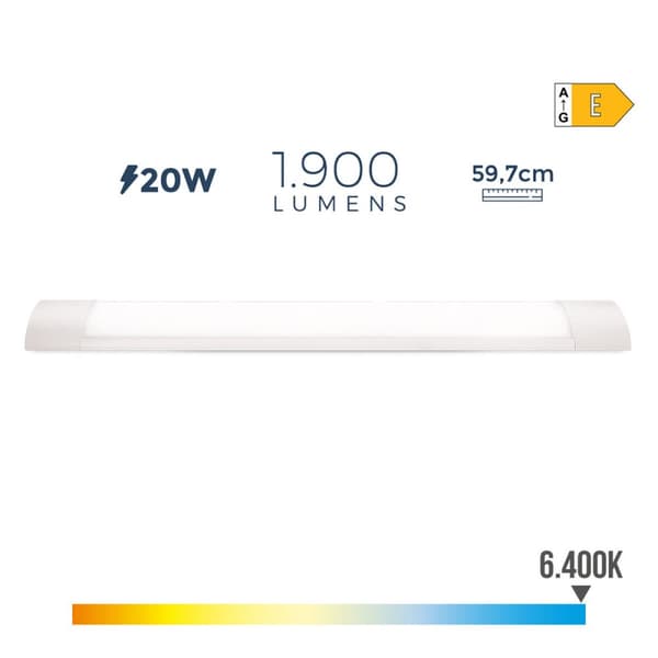 LED Tube EDM 31683 Hvid A E 20 W 1900 Lm 59,7 x 8 x 3,1 cm (6500 K) (6400 K)