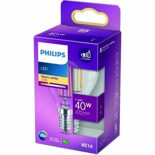 Sfærisk LED pære Philips Classic 40 W E14 F 4,3 W (2700k)