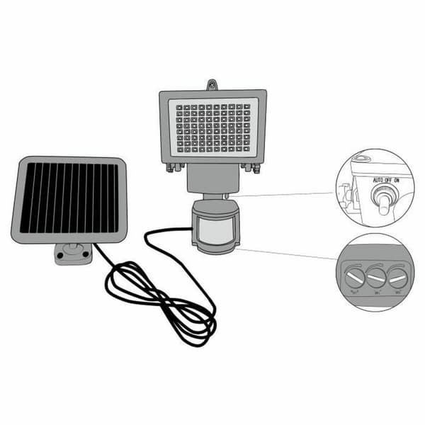 Solcelledrevet spotlight Galix Bevægelsesdetektor Sort Plastik 13,5 x 13,5 x 20 cm