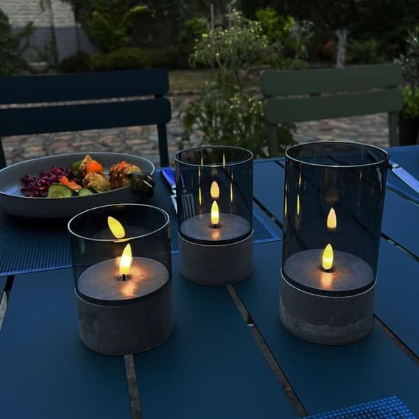 Lot 3 BRILJANT LJUS LED-bordslampor - 2500K - Plast och glas - Grått och rökt glas