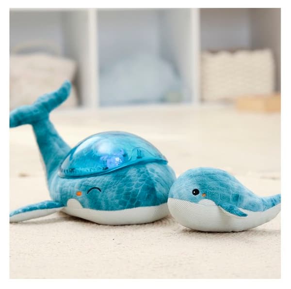 Tranquil Whale™ Family Blue nattlampa plyschleksak - MOLN B - För baby - Vågprojektion - Marin melodi