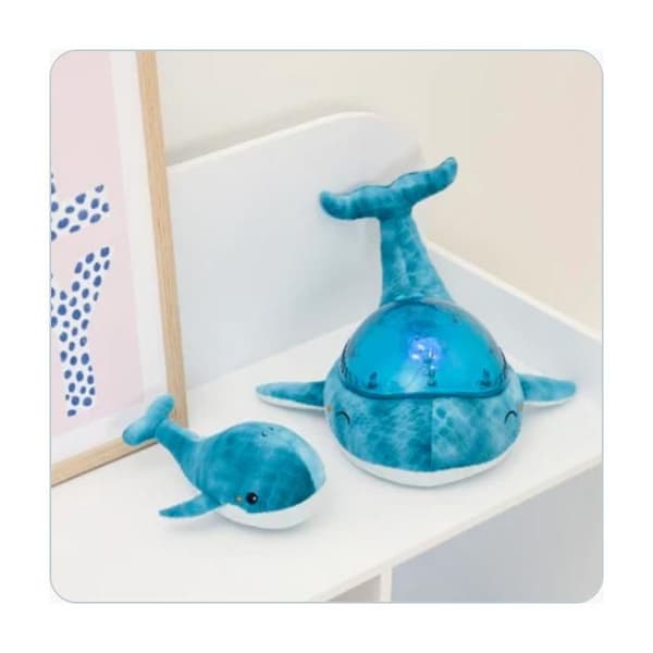 Tranquil Whale™ Family Blue nattlampa plyschleksak - MOLN B - För baby - Vågprojektion - Marin melodi