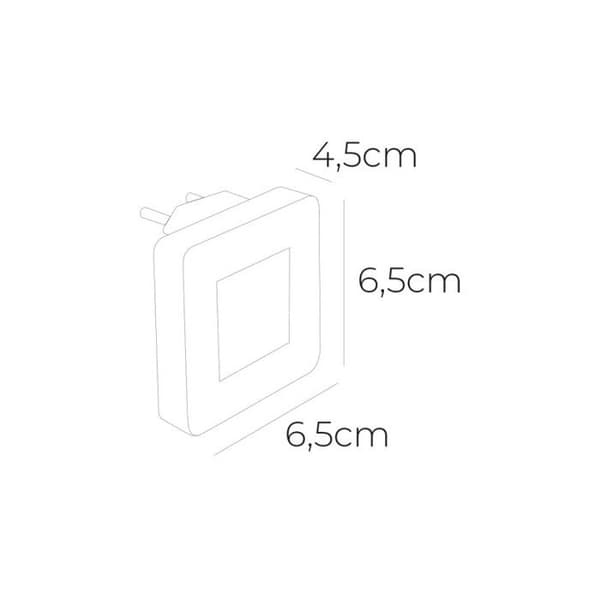 GENERISK - Led nattlampa 0,5w 5lm 4000k Square Daylight 6,5x4,5x6,5cm Edm