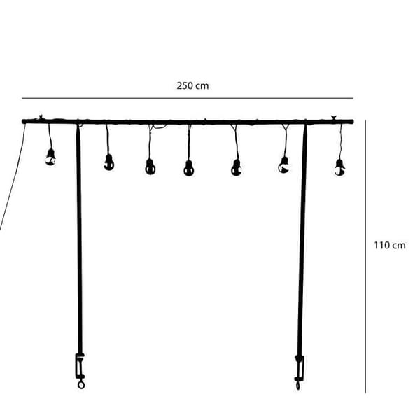 Belysningsbordsgalgar - MICA DECORATIONS - H110 x L250 cm - Svart metall - 10 st varmvita LED-lampor