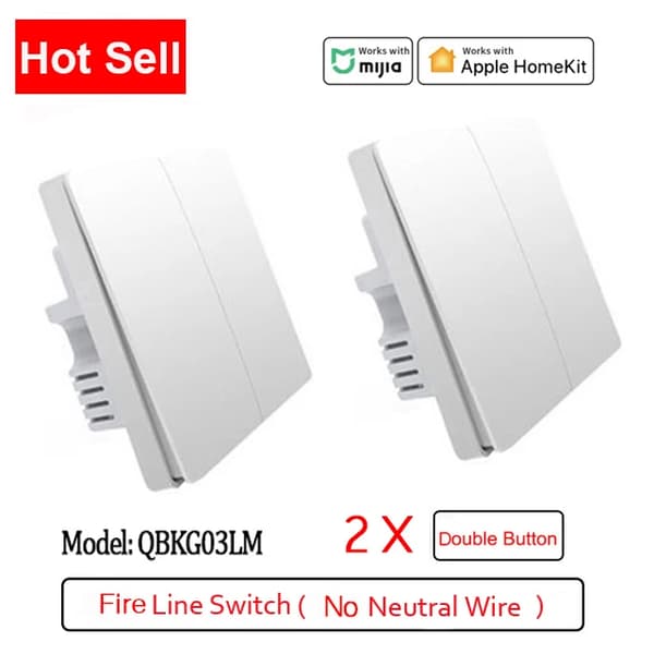 Smart ZigBee vægkontakt, understøtter 800W belastning, brandsikkert PC-materiale,INGEN neutral 2KeyX2