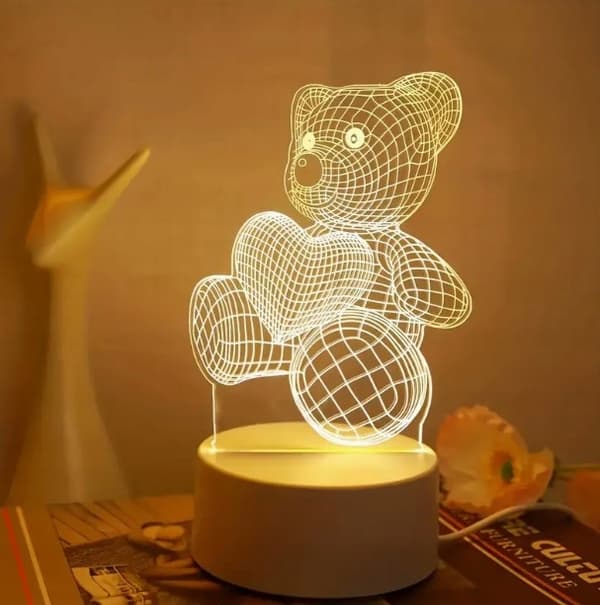 Yndig 3D BAMSE-natlampe dekorativ LED til et værelse 3 LYSE FARVER på USB