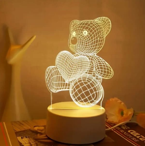 Yndig 3D BAMSE-natlampe dekorativ LED til et værelse 3 LYSE FARVER på USB