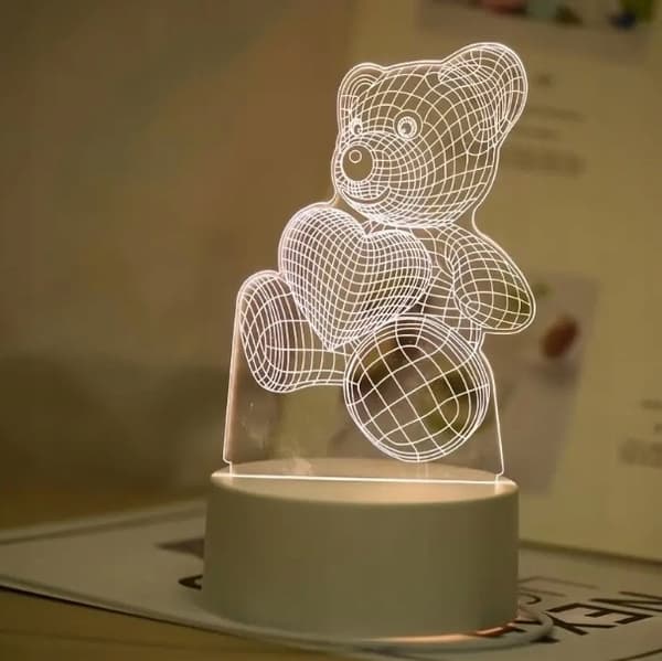 Yndig 3D BAMSE-natlampe dekorativ LED til et værelse 3 LYSE FARVER på USB