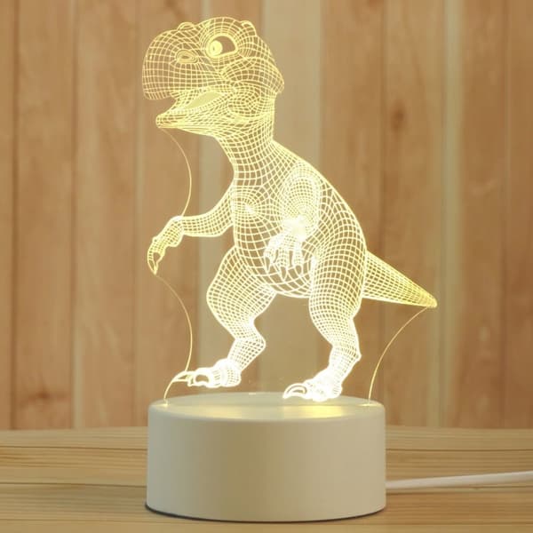 Børnelampe i form af en DINOSAUR LED 3D 3 lystilstande indgraveret
