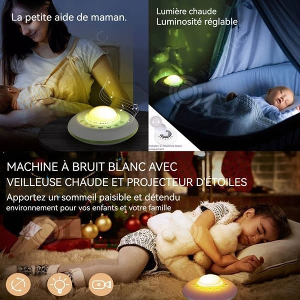 INN White Noise Machine 1800mah 28 lugnande ljud 3 ljusnivåer USB White Noise Machine med 3 nivåer timer nattljus