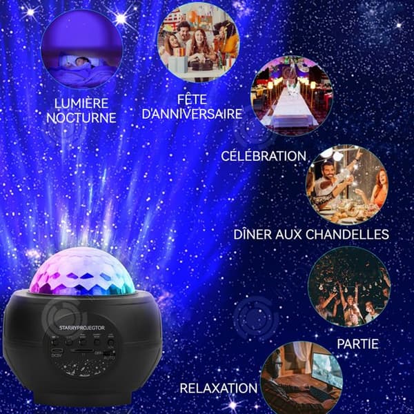 INN Star Sky-projektor för barn LED-nattlampa med Bluetooth-högtalare Nattlampa med fjärrkontroll Galaxy-projektor