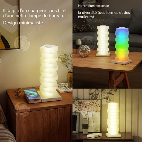 INN färgglad nattlampa med trådlös laddningsfunktion 15w DIY Montera sänglampa Heminredning Touch