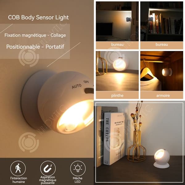 INN LED Nattljus Induktion Magnetisk Attraktion Inomhus LED-ljus 360 graders rotation trådlös med rörelsesensor