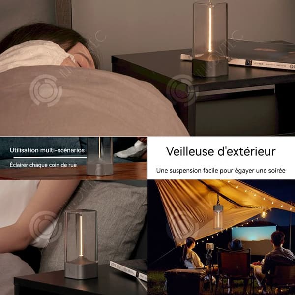 INN nattlampa Magnetisk attraktion sänglampa Glödtråd kan böjas Med krok campingljus touch switch