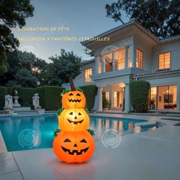 INN Halloween pumpa ljus 1,2 m bomullsfiber halloween 3 pumpa spöke uppblåsbara formar familj utomhus festlykta