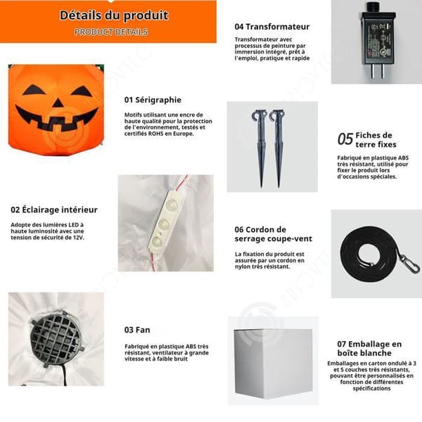 INN Halloween pumpa ljus 1,2 m bomullsfiber halloween 3 pumpa spöke uppblåsbara formar familj utomhus festlykta