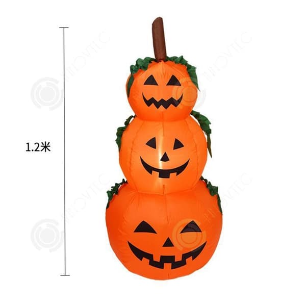 INN Halloween pumpa ljus 1,2 m bomullsfiber halloween 3 pumpa spöke uppblåsbara formar familj utomhus festlykta