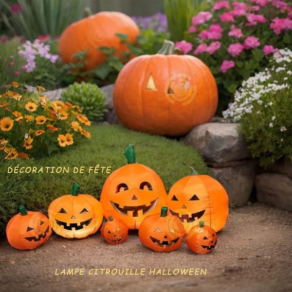 INN Halloween pumpa ljus 2,2 m bomullsfiber halloween 7 pumpa spöke uppblåsbara formar familj utomhus festlykta