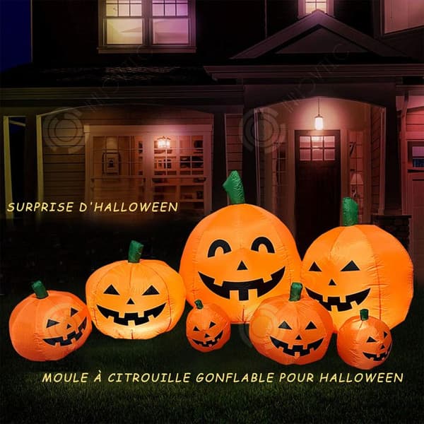 INN Halloween pumpa ljus 2,2 m bomullsfiber halloween 7 pumpa spöke uppblåsbara formar familj utomhus festlykta