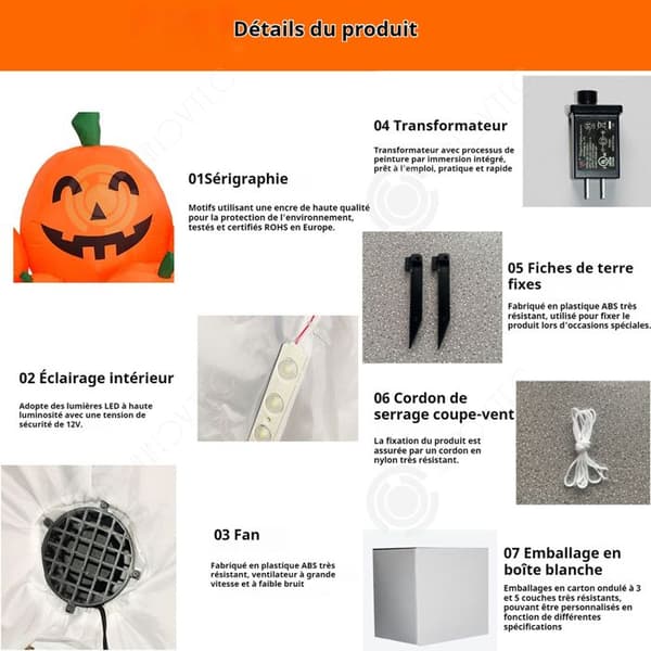 INN Halloween pumpa ljus 2,2 m bomullsfiber halloween 7 pumpa spöke uppblåsbara formar familj utomhus festlykta