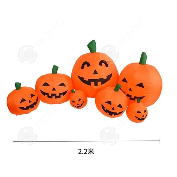 INN Halloween pumpa ljus 2,2 m bomullsfiber halloween 7 pumpa spöke uppblåsbara formar familj utomhus festlykta