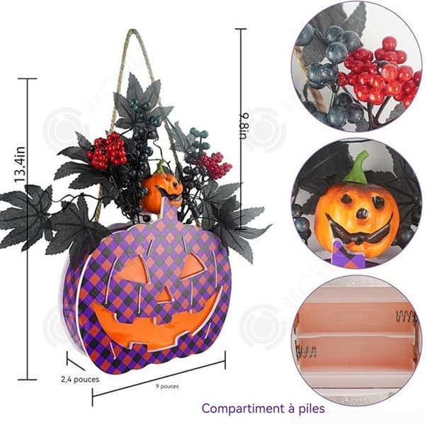 INN Halloween pumpa ljus 34x22cm pumpa krans lönn bär hängande dekoration familj utomhus fest f lykta