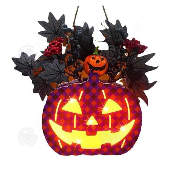 INN Halloween pumpa ljus 34x22cm pumpa krans lönn bär hängande dekoration familj utomhus fest f lykta