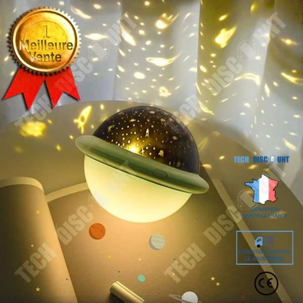 TD® Nattlampa för barn LED Star-projektor - Batteri- och USB-driven