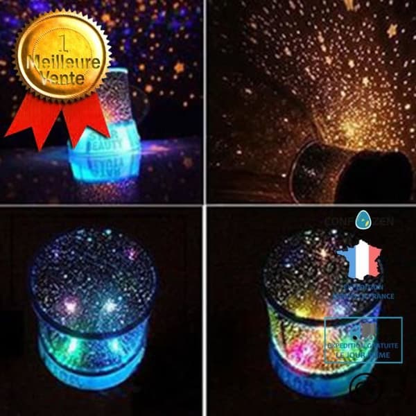 CONFO Night Light Stars Nattlampa vid sängkanten Star Sky Projektor Taklampa för barn Julklappar, svart ljus