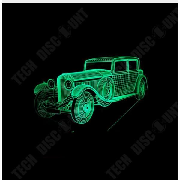 TD® Klassisk bil färgglad liten 3D bordslampa liten färgglad 3D nattlampa