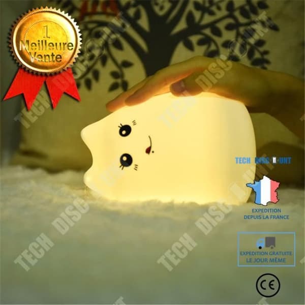 TD® LED Nattlampa Bärbar Baby USB Uppladdningsbar Nattlampa med 7 färger känslig krankontroll för sovrum, sovrum