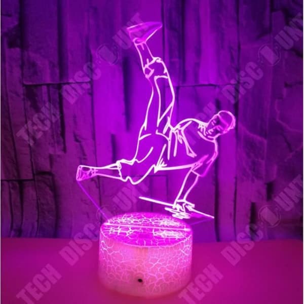 TD® Ny 3D-karaktär Ljus Färgglad Key Touch Charge Led Visual Light Street Dance 3D Liten Low Crack Bordslampa