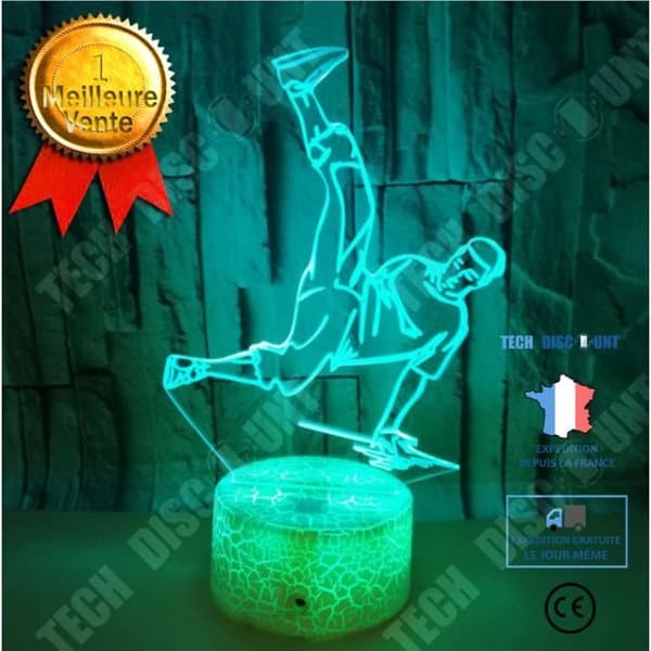 TD® Ny 3D-karaktär Ljus Färgglad Key Touch Charge Led Visual Light Street Dance 3D Liten Low Crack Bordslampa