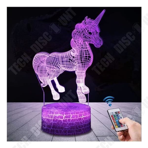 TD® lampa i 3D med optiska illusioner, i form av en Unicorn LED - Nattlampa Bordslampa flerfärgad - sänglampa