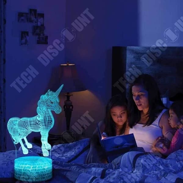 TD® lampa i 3D med optiska illusioner, i form av en Unicorn LED - Nattlampa Bordslampa flerfärgad - sänglampa