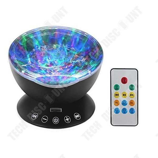 TD® Ocean Night Light LED-projektionslampa med fjärrkontroll Bordslampa med 7 musikljusfärger svart -LAV