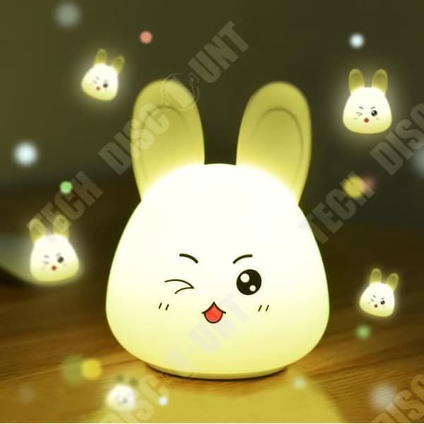 TD® Expression Rabbit Animal Gift Söt LED-nattlampa med silikon Bästa barnpresent