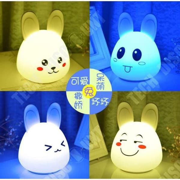 TD® Expression Rabbit Animal Gift Söt LED-nattlampa med silikon Bästa barnpresent