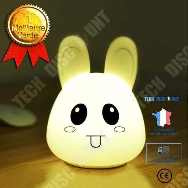 TD® Expression Rabbit Animal Gift Söt LED-nattlampa med silikon Bästa barnpresent