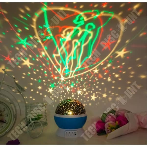 TD® 4 LED Starry Night Projection Night Light Ball Himmel Sovrum Blå