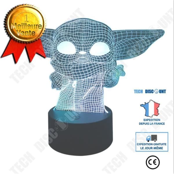 TD® 3D LED nattlampa Star Wars Baby Yoda Meme Figur Nattlampa för barn för barnrum