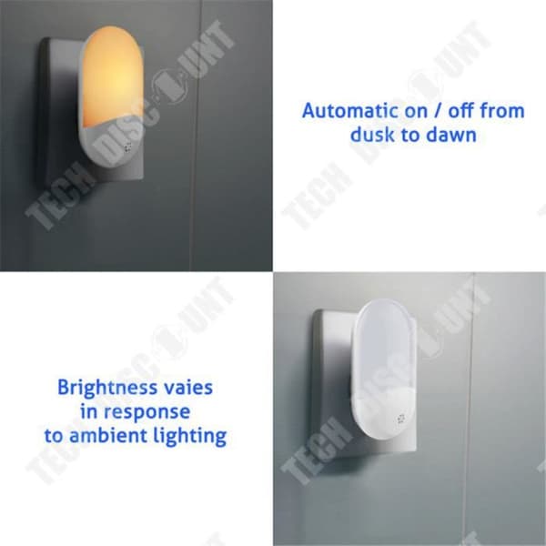 TD® Nattlampa för barn (2st) LED-nattlampa med väggkontakt och automatisk ljussensor, perfekt för ditt barns rum