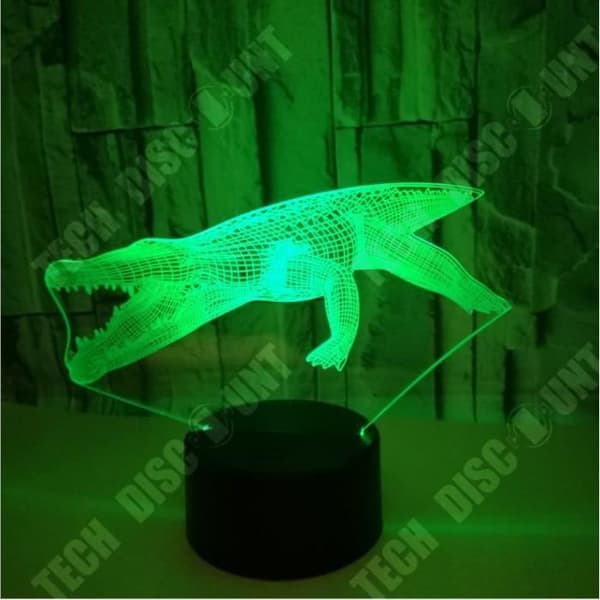 TD® 3D Crocodile Night Light, färgglad touch-fjärrkontroll