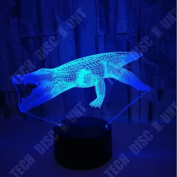 TD® 3D Crocodile Night Light, färgglad touch-fjärrkontroll