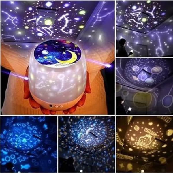 TD® Baby barns nattljus stjärnprojektor, nattlampa vid sängen LED-projektion barnljus 360 rotation, färger 35 lägen