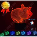 Miniatyrbild 3 av 4: TD® 3D Nattljus med Animal Fat Pig Vision Button LED-belysning MO-481