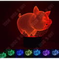 Miniatyrbild 1 av 4: TD® 3D Nattljus med Animal Fat Pig Vision Button LED-belysning MO-481