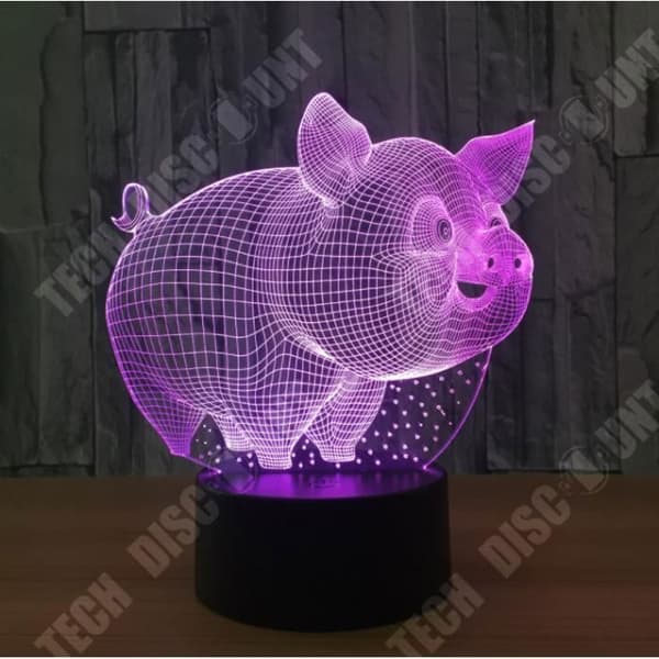 TD® Lovely Pig 7 Färg Lampa 3D Visual Led Nattljus för Barn Touch USB Baby Sleeping Nightlight 3D Light Lamp