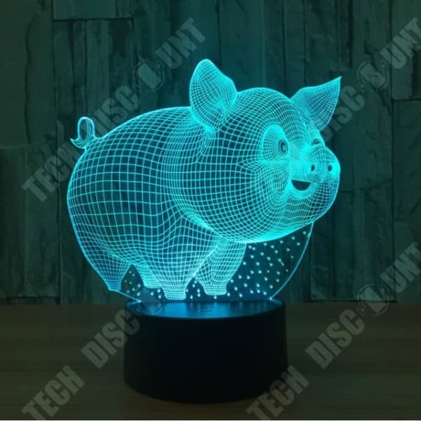 TD® Lovely Pig 7 Färg Lampa 3D Visual Led Nattljus för Barn Touch USB Baby Sleeping Nightlight 3D Light Lamp