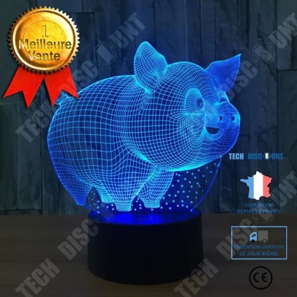 TD® Lovely Pig 7 Färg Lampa 3D Visual Led Nattljus för Barn Touch USB Baby Sleeping Nightlight 3D Light Lamp